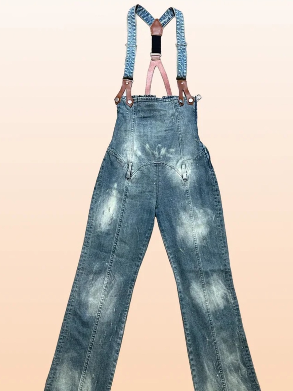 Bounty and Full Women’s Blue Denim Overalls w/ Adjustable Straps & Lace Up Back